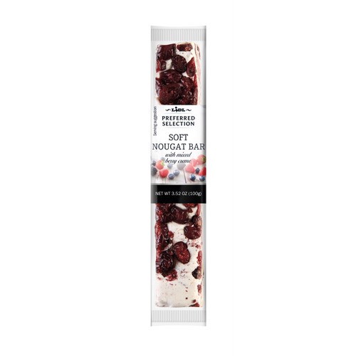 slide 1 of 1, Lidl Preferred Selection soft nougat bar, mixed berry creme, 