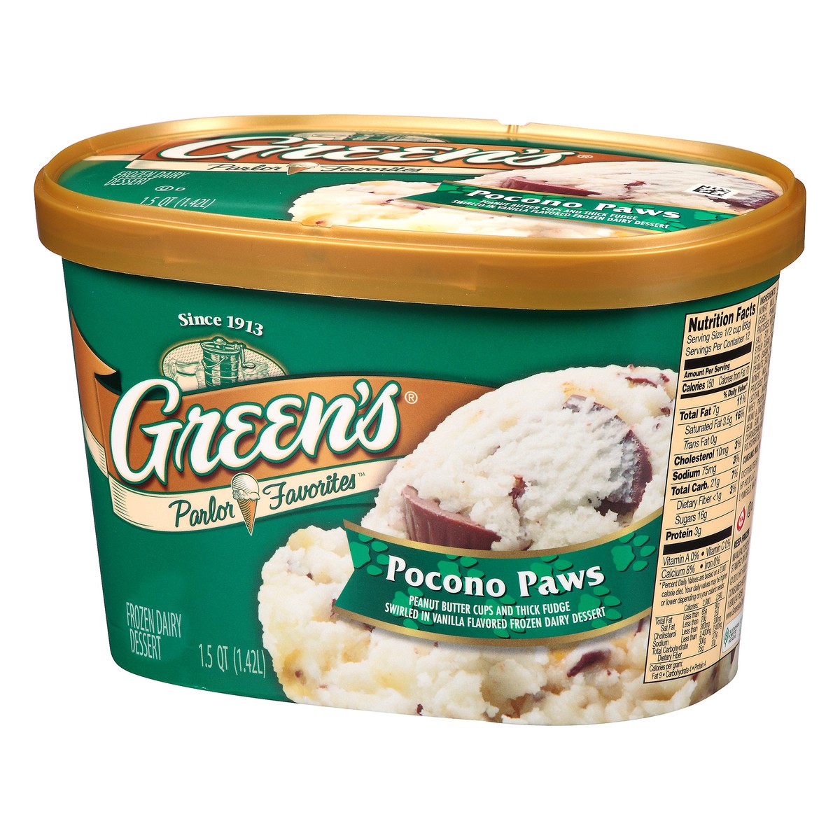 slide 8 of 10, Green's Parlor Favorites Ponoco Paws Frozen Dairy Dessert 1.5 qt. Carton, 1.5 qt