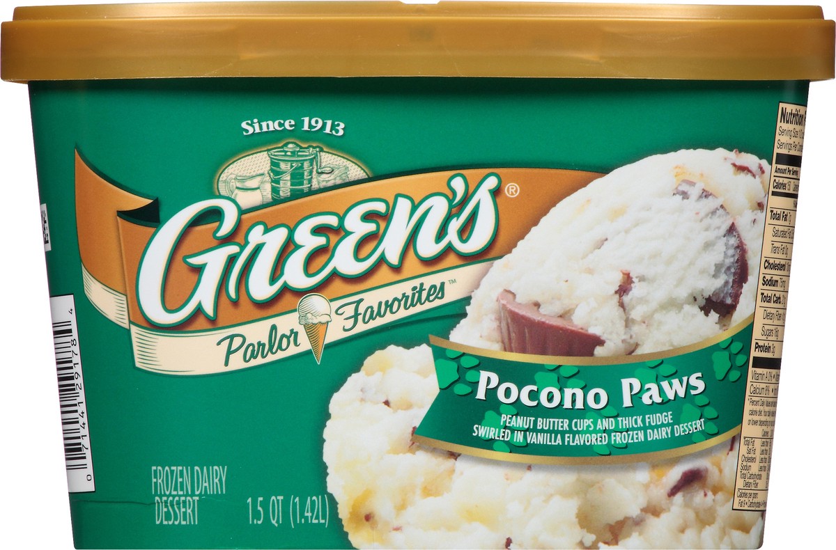 slide 10 of 10, Green's Parlor Favorites Ponoco Paws Frozen Dairy Dessert 1.5 qt. Carton, 1.5 qt