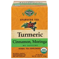 Herbal Cup Turmeric Cinnamon Moringa Herbal Tea Supplement 16 Tea Bags
