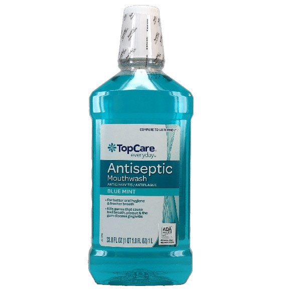 slide 1 of 12, TopCare Antiseptic Mouth Rinse Blue, 33.8 oz