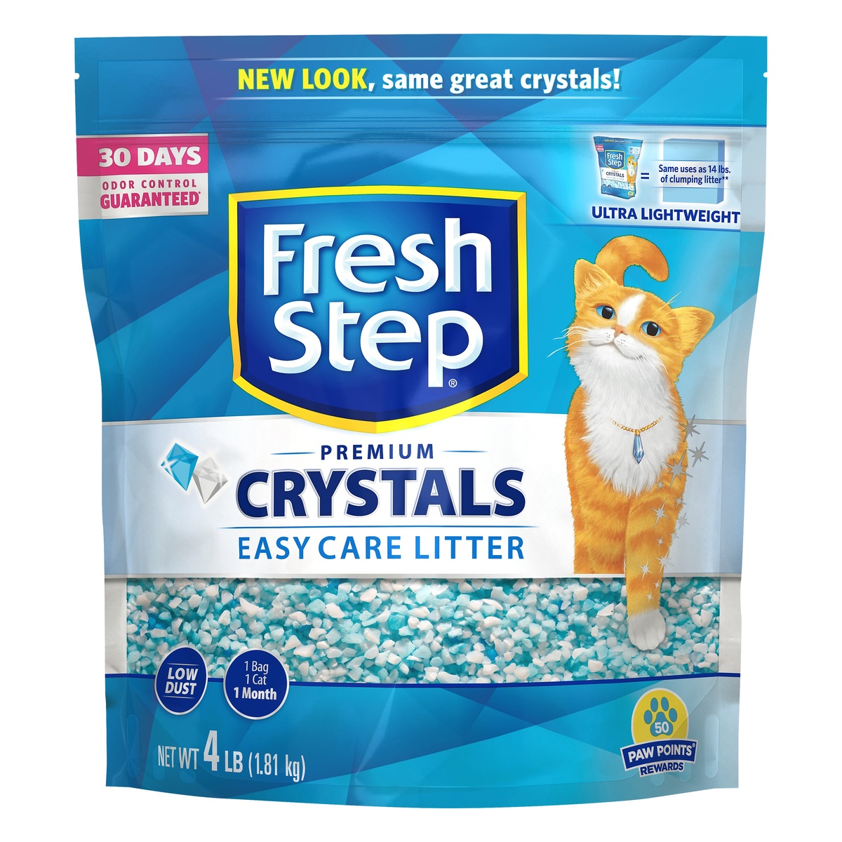 slide 1 of 1, Fresh Step Cat Litter Plus Dual Action Crystals Unscented, 4 lb