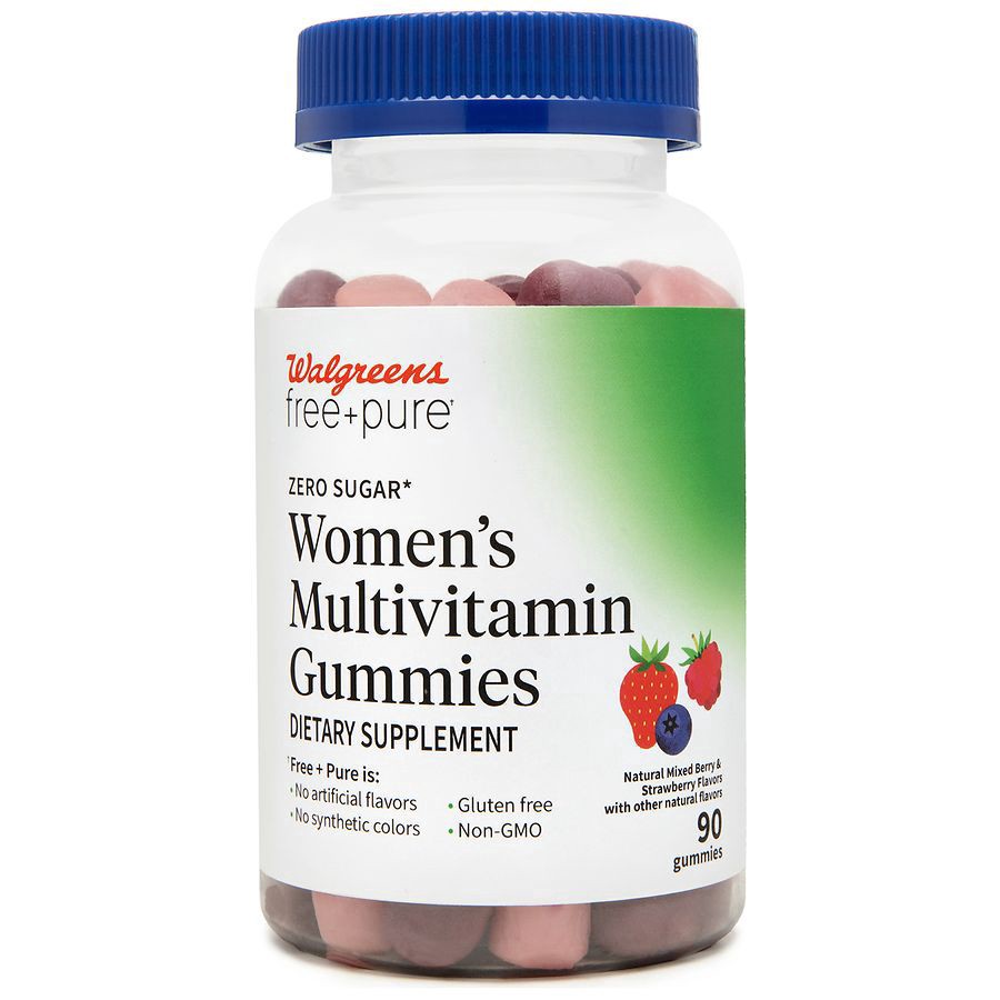 slide 1 of 5, Walgreens Free & Pure Sugar Free Women's Multivitamin Gummies Mixed Berry & Strawberry, 90 ct
