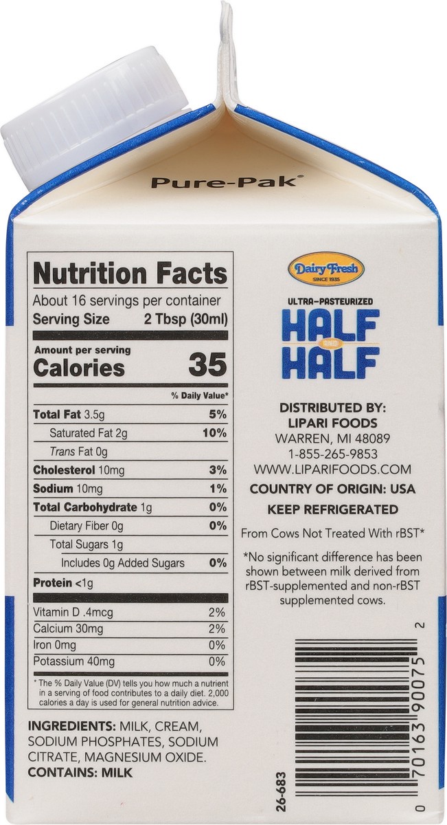 slide 8 of 9, Dairy Fresh Half &Half, 16 oz