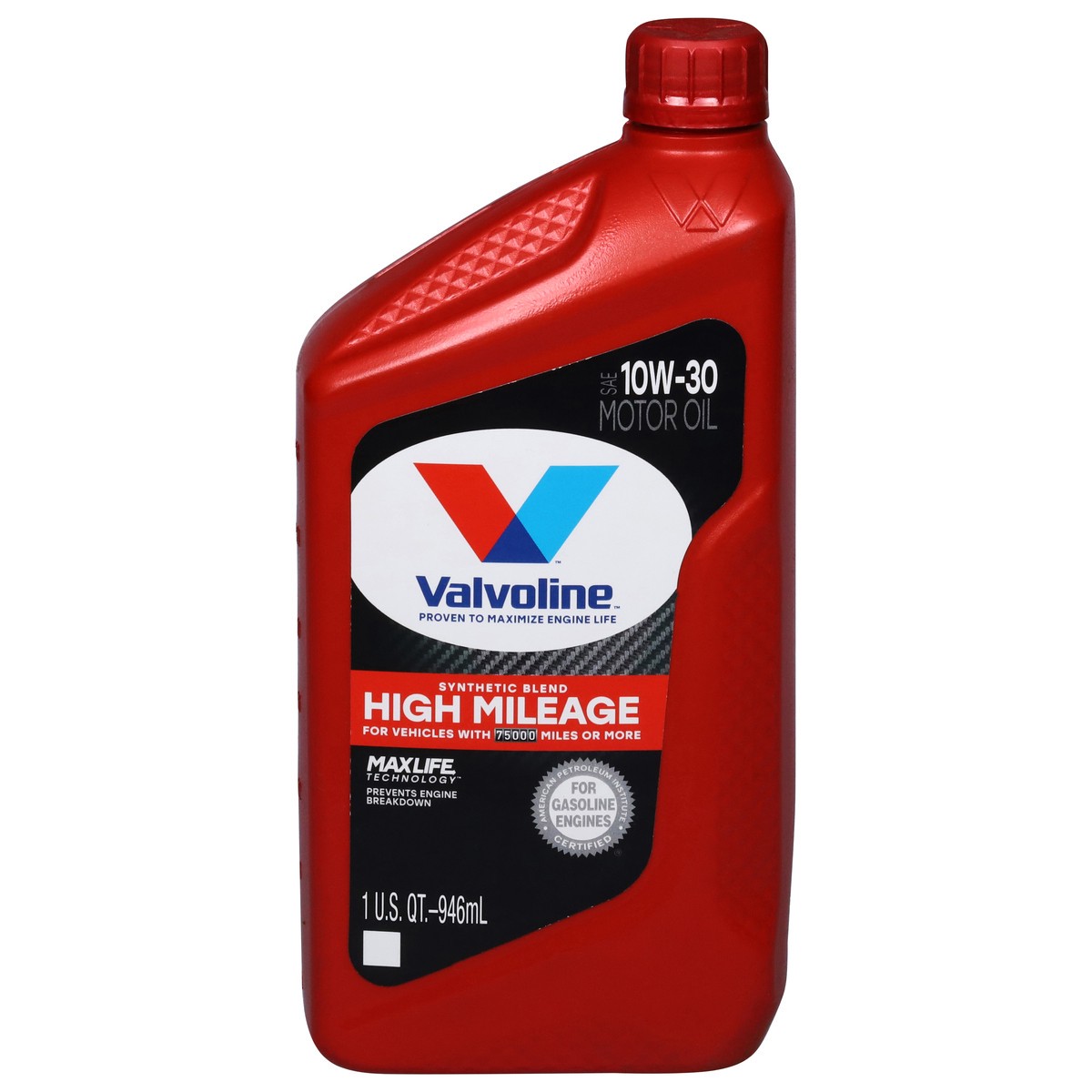 slide 1 of 2, Valvoline High Mileage SAE 10W-30 Motor Oil 1 qt, 1 ct