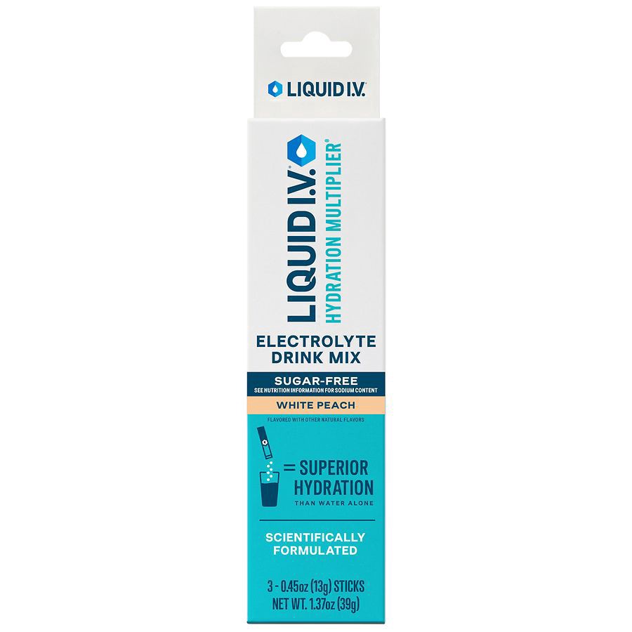 slide 1 of 5, Liquid I.V. Hydration Multiplier - Sugar Free Electrolyte Drink Mix White Peach, 3 ct