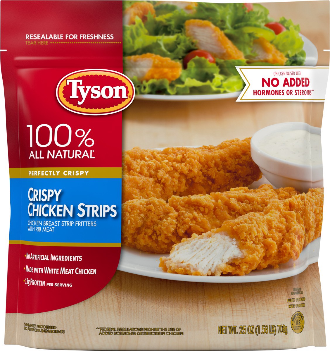 slide 3 of 6, Tyson Fully Cooked Crispy Chicken Strips, 25 oz. (Frozen), 25 oz
