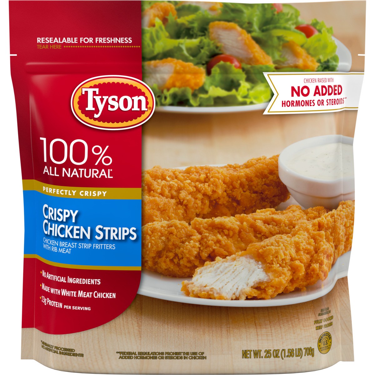 slide 1 of 6, Tyson Fully Cooked Crispy Chicken Strips, 25 oz. (Frozen), 25 oz