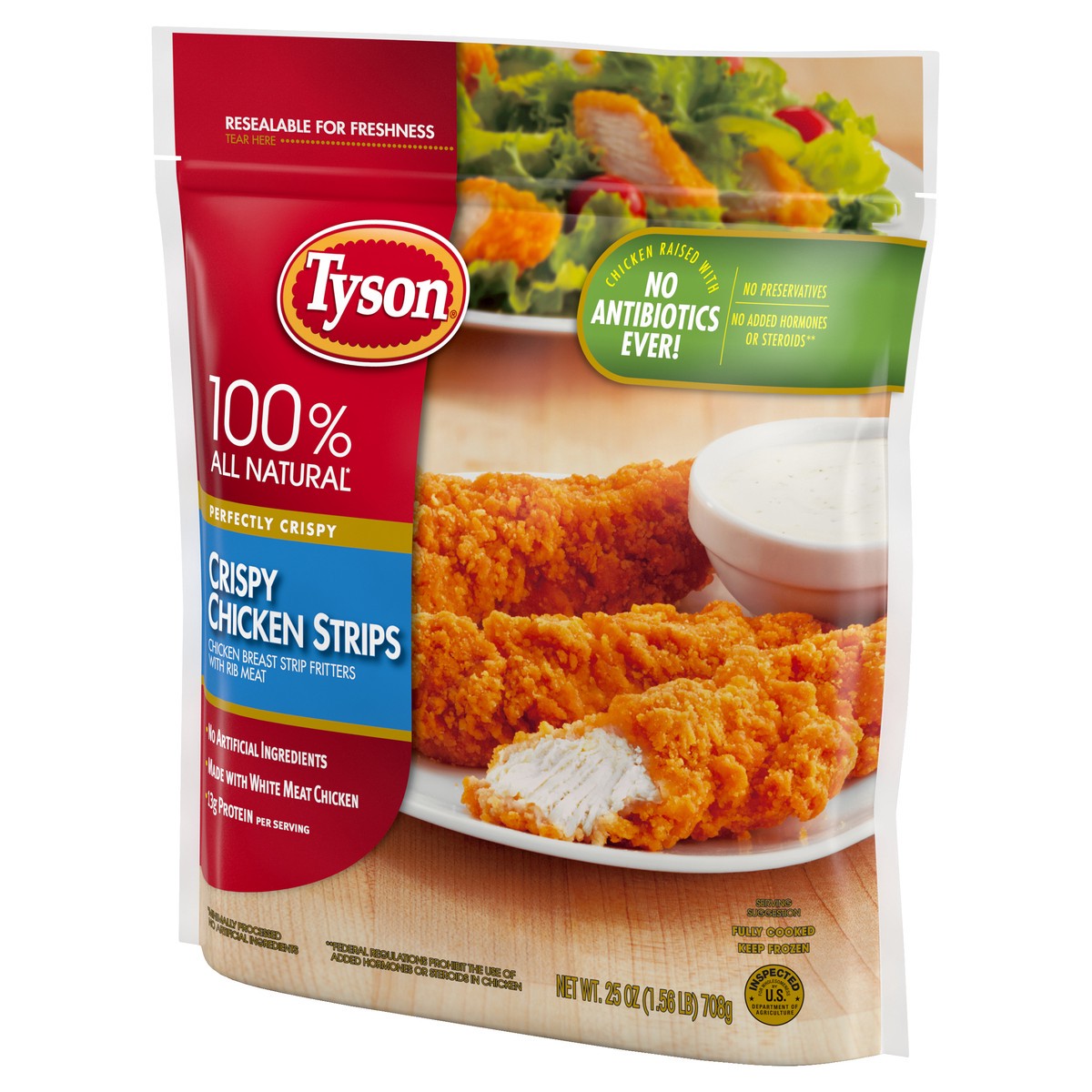 slide 3 of 6, Tyson Fully Cooked Crispy Chicken Strips, 25 oz. (Frozen), 25 oz