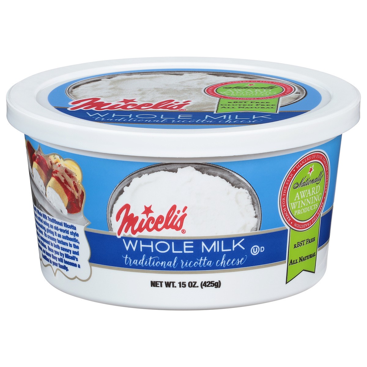 slide 3 of 4, Miceli's Traditional Whole Milk Ricotta Cheese 15 oz, 15 oz