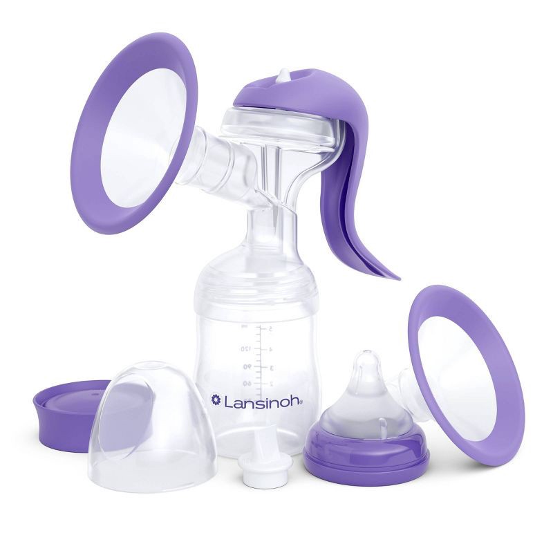 slide 1 of 11, Lansinoh Manual Breast Pump with 5oz Baby Bottle and Slow Flow Nipple, 5 oz