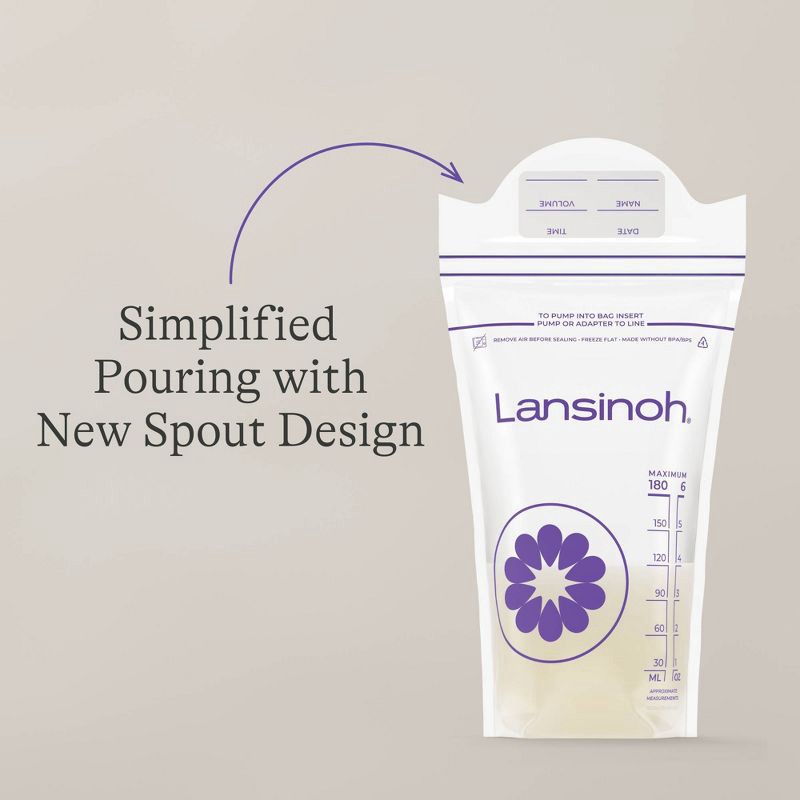 slide 7 of 10, Lansinoh Breast Milk Storage Bags, Fast Freeze & Thaw Breast Milk Bags for Baby Bottle Feeding - 50ct/6oz, 50 ct, 6 oz