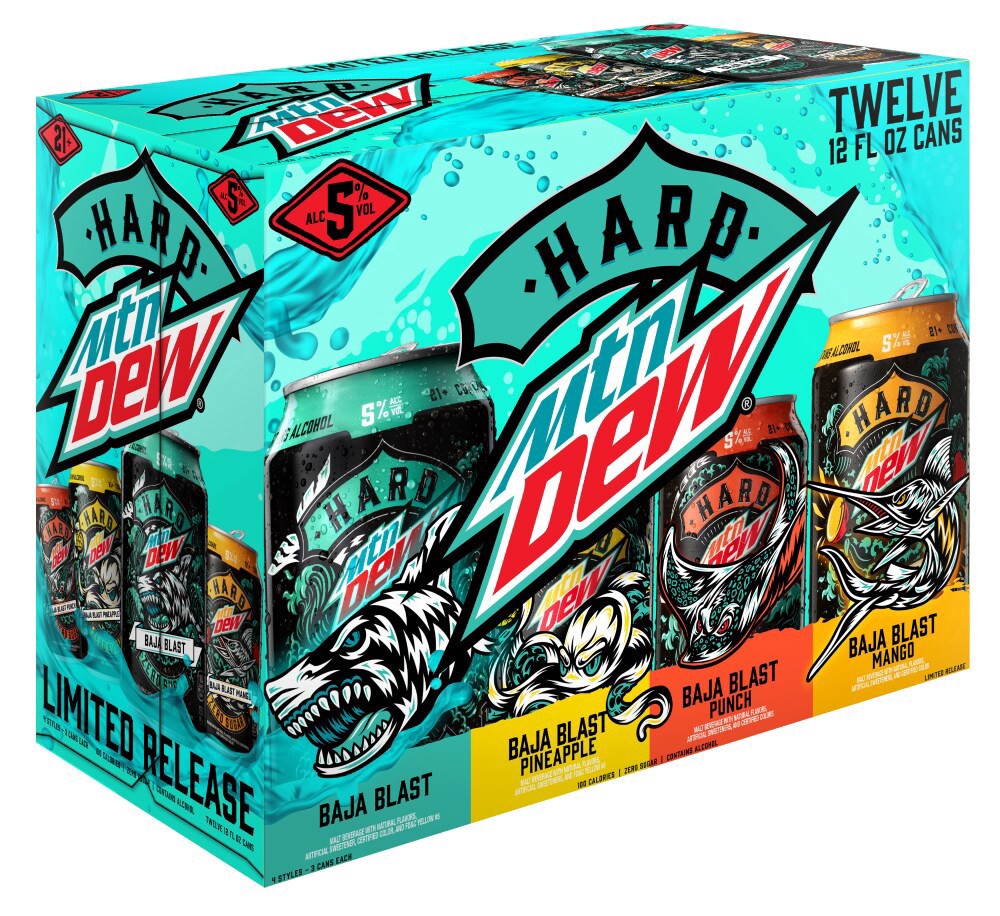 slide 1 of 1, Mountain Dew Hard Mountain Dew Baja Blast Variety Pack, 5% ABV .) - 12 ct, 12 ct; 12 oz