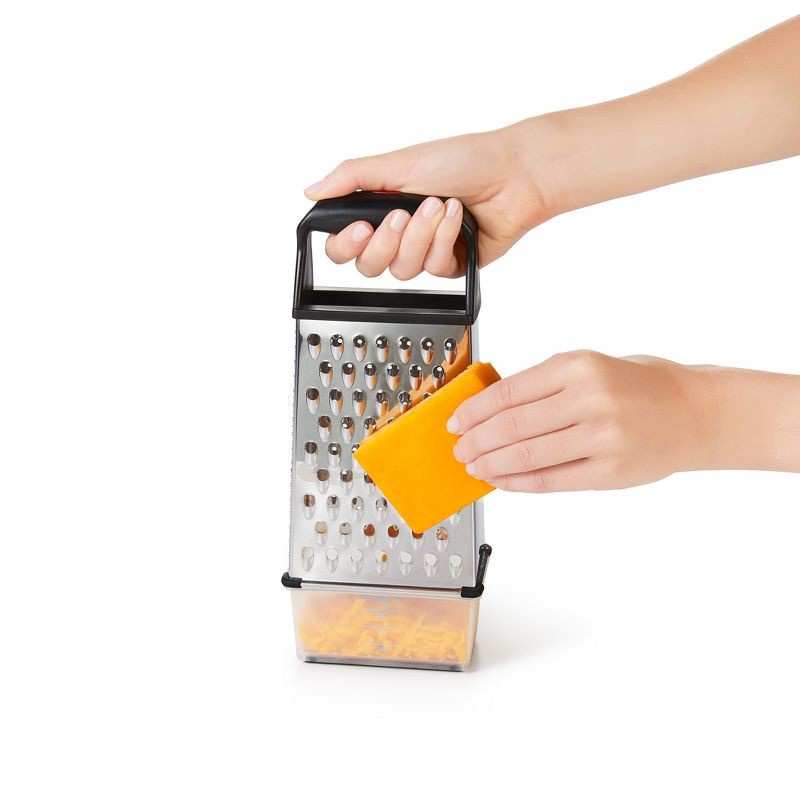 slide 2 of 6, OXO Softworks Box Grater: Stainless Steel Cheese Shredder with Soft-Grip Handle & Storage Box, Dishwasher-Safe, 1 ct