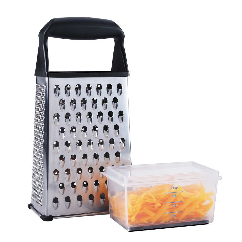 slide 5 of 6, OXO Softworks Box Grater: Stainless Steel Cheese Shredder with Soft-Grip Handle & Storage Box, Dishwasher-Safe, 1 ct