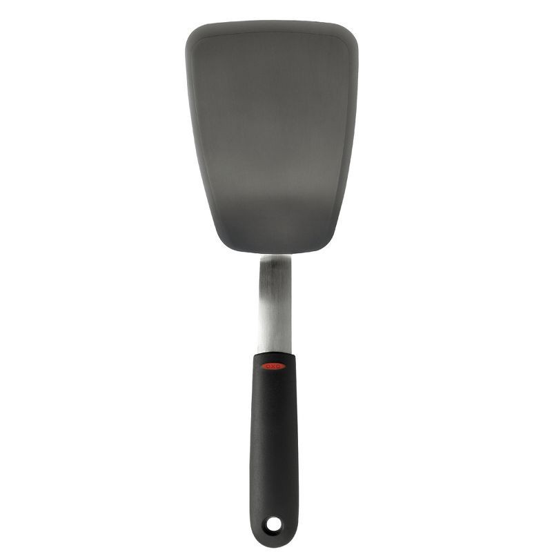 slide 3 of 4, OXO Large Silicone Flexible Turner: Black Cooking Spatula, Dishwasher-Safe, Stainless Steel Handle, 13.3" Length, 1 ct