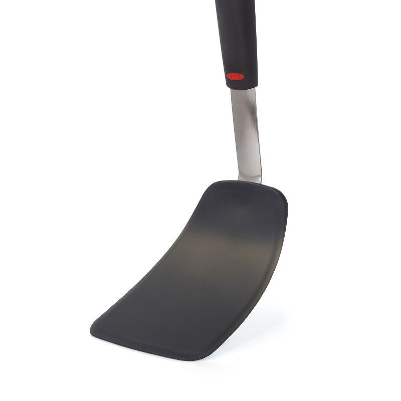 slide 4 of 4, OXO Large Silicone Flexible Turner: Black Cooking Spatula, Dishwasher-Safe, Stainless Steel Handle, 13.3" Length, 1 ct