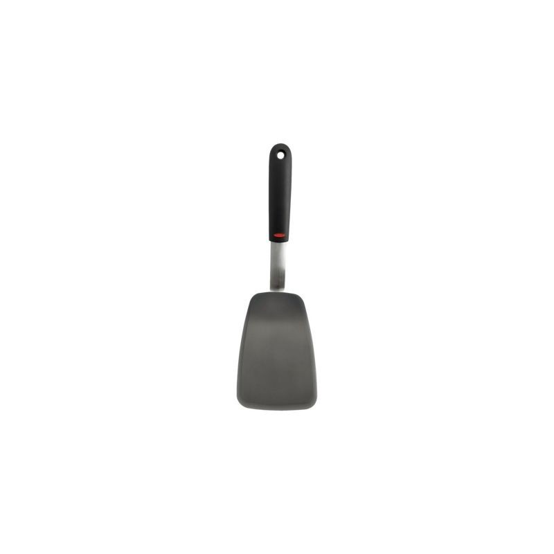 slide 1 of 4, OXO Large Silicone Flexible Turner: Black Cooking Spatula, Dishwasher-Safe, Stainless Steel Handle, 13.3" Length, 1 ct
