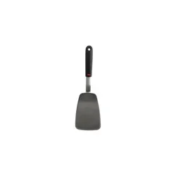 OXO Large Silicone Flexible Turner: Black Cooking Spatula, Dishwasher-Safe, Stainless Steel Handle, 13.3" Length