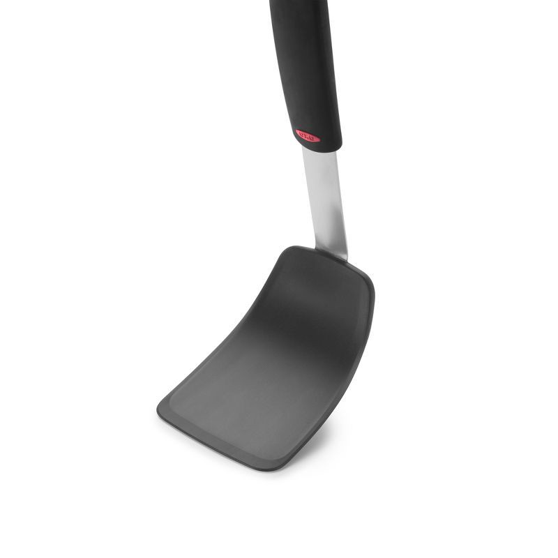 slide 2 of 6, OXO Silicone Flexible Turner: Black Dishwasher-Safe Cooking Spatula, Stainless Steel Handle, 12" Length, 1 ct