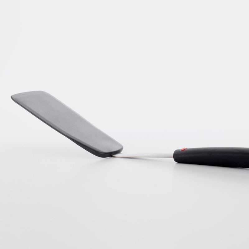 slide 3 of 6, OXO Silicone Flexible Turner: Black Dishwasher-Safe Cooking Spatula, Stainless Steel Handle, 12" Length, 1 ct