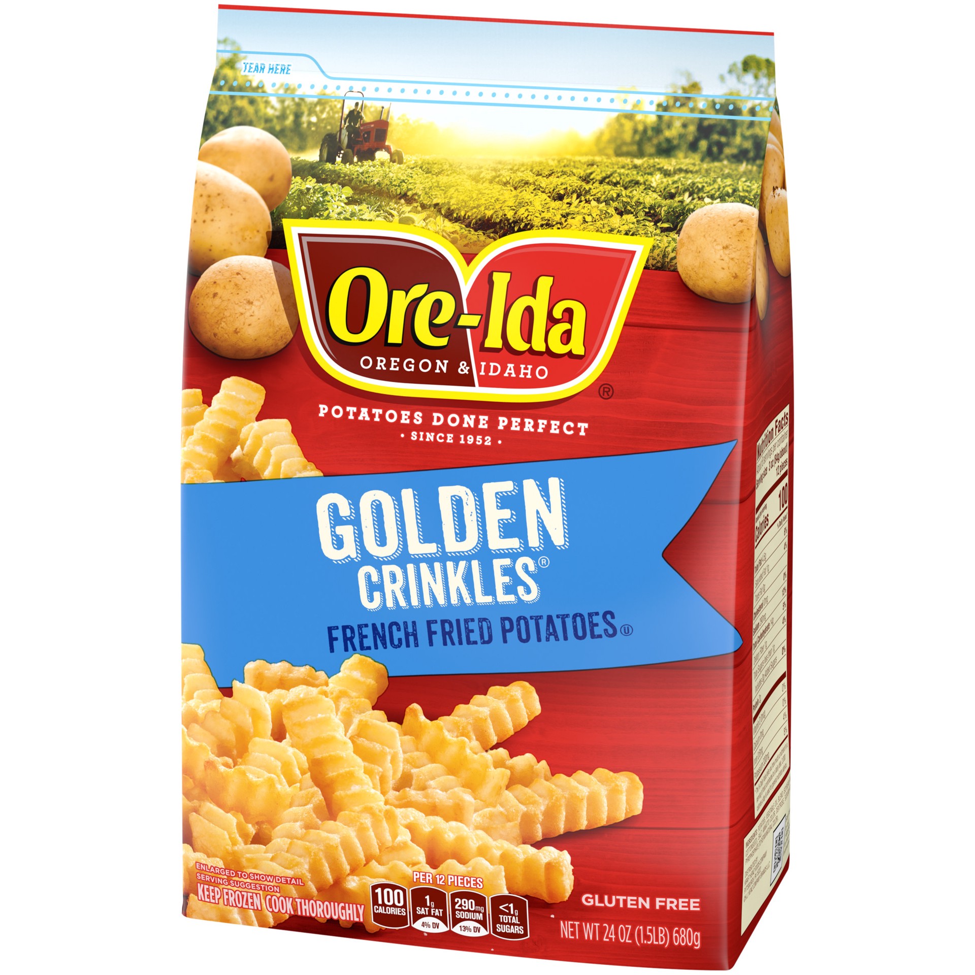 slide 3 of 5, Ore-Ida Golden Crinkles French Fries Fried Frozen Potatoes, 24 oz Bag, 24 oz