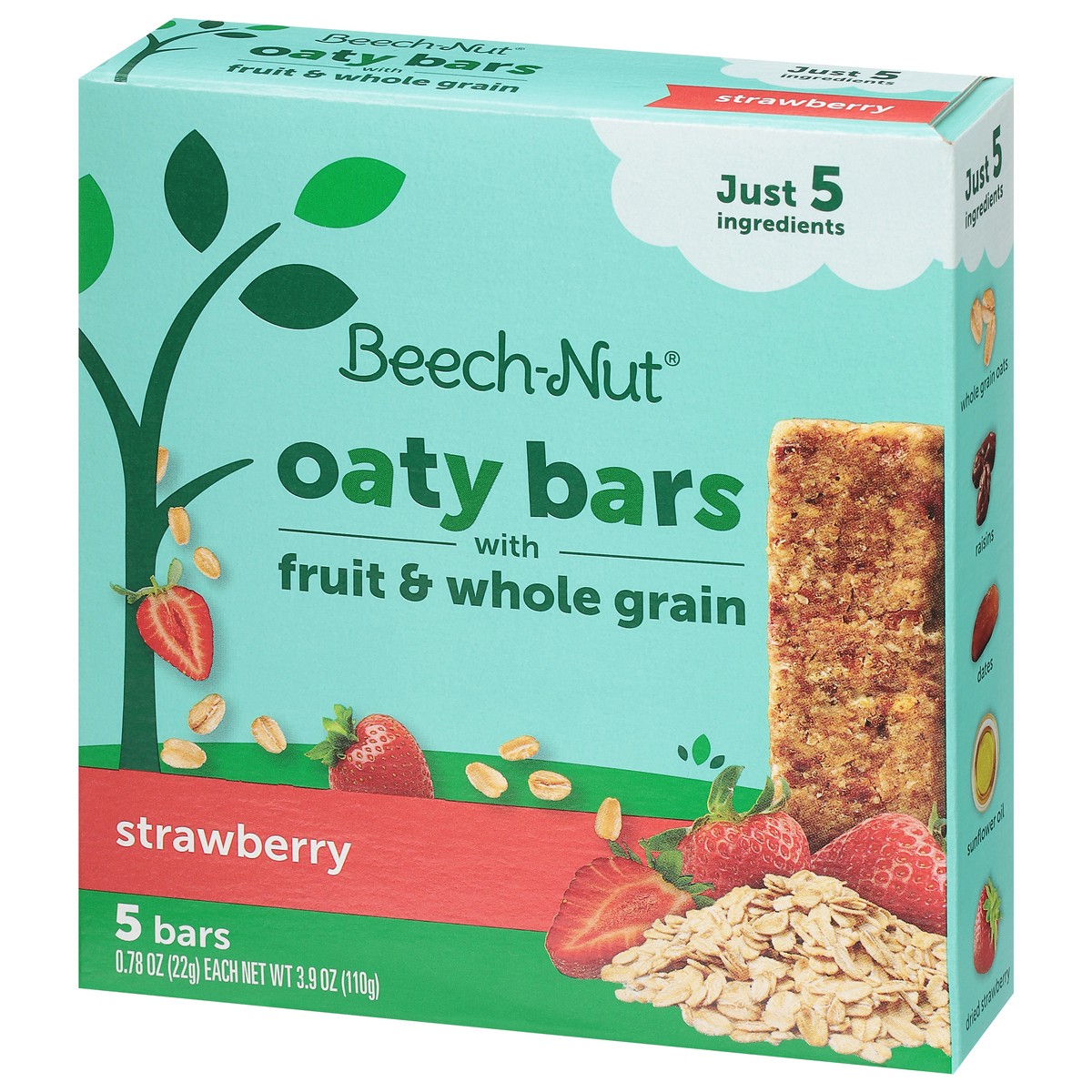 slide 2 of 13, Beech-Nut Strawberry Oaty Bars with Fruit & Whole Grain 5 – 0.78 oz Bars, 3.9 oz