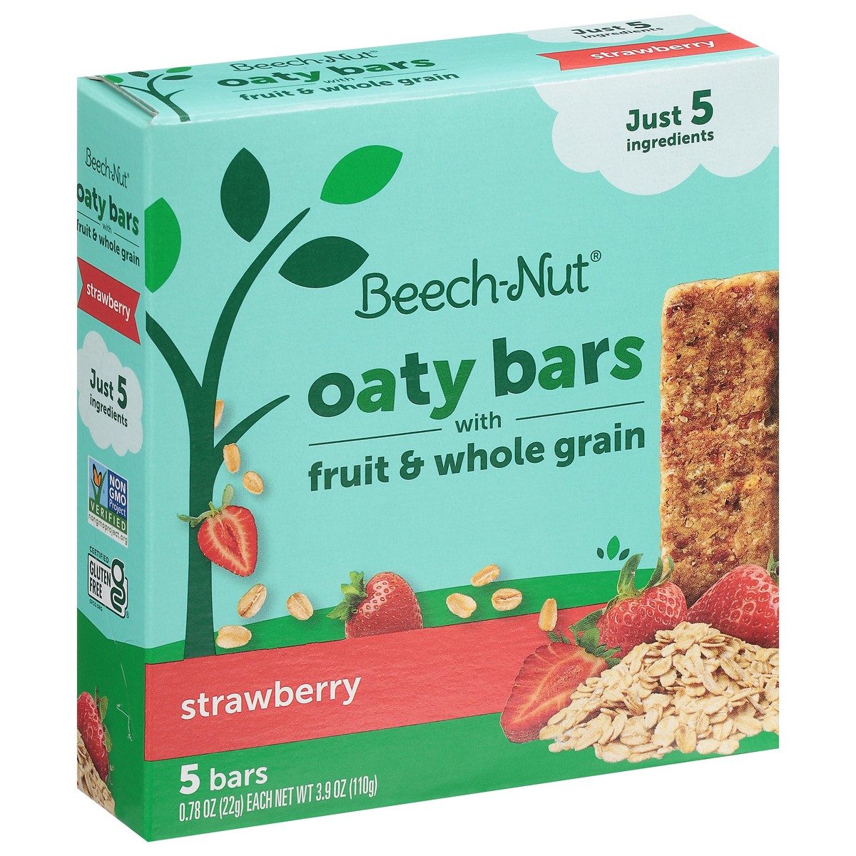 slide 5 of 13, Beech-Nut Strawberry Oaty Bars with Fruit & Whole Grain 5 – 0.78 oz Bars, 3.9 oz