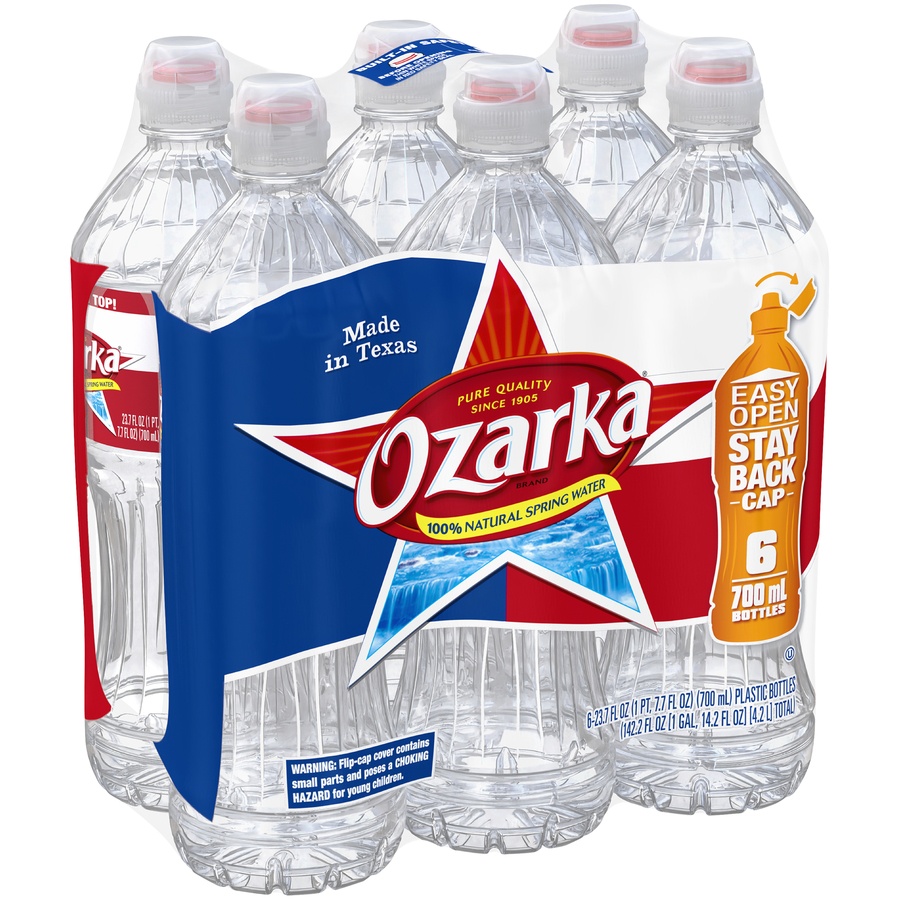 Ozarka Brand 100 Natural Spring Water Sport Cap Bottles 6 ct; 23.7 fl