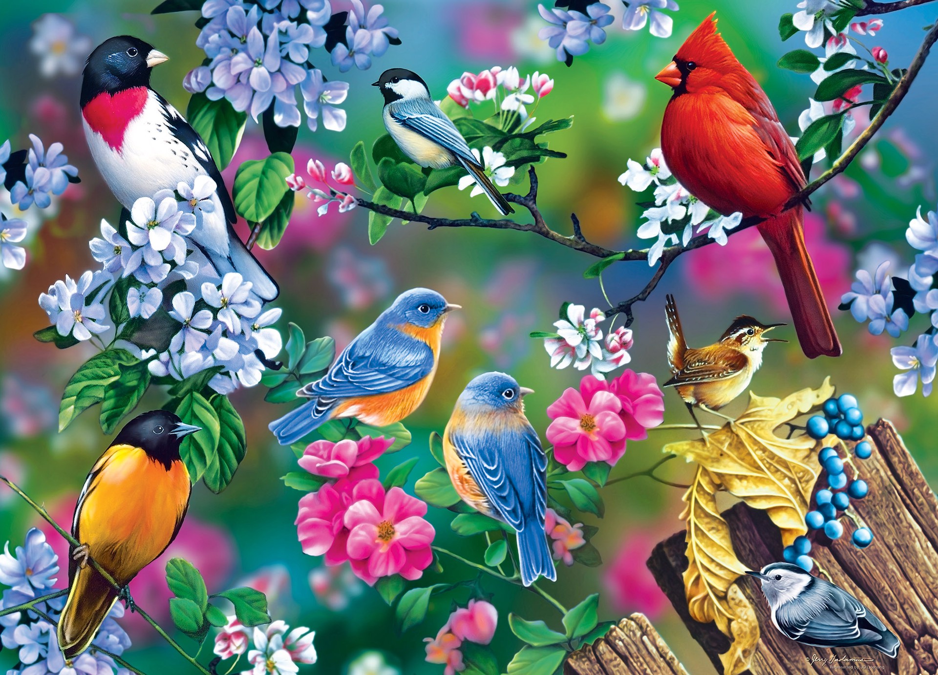 slide 2 of 6, Masterpieces Audubon - Songbird Collage 1000 Piece Puzzle, 1 ct