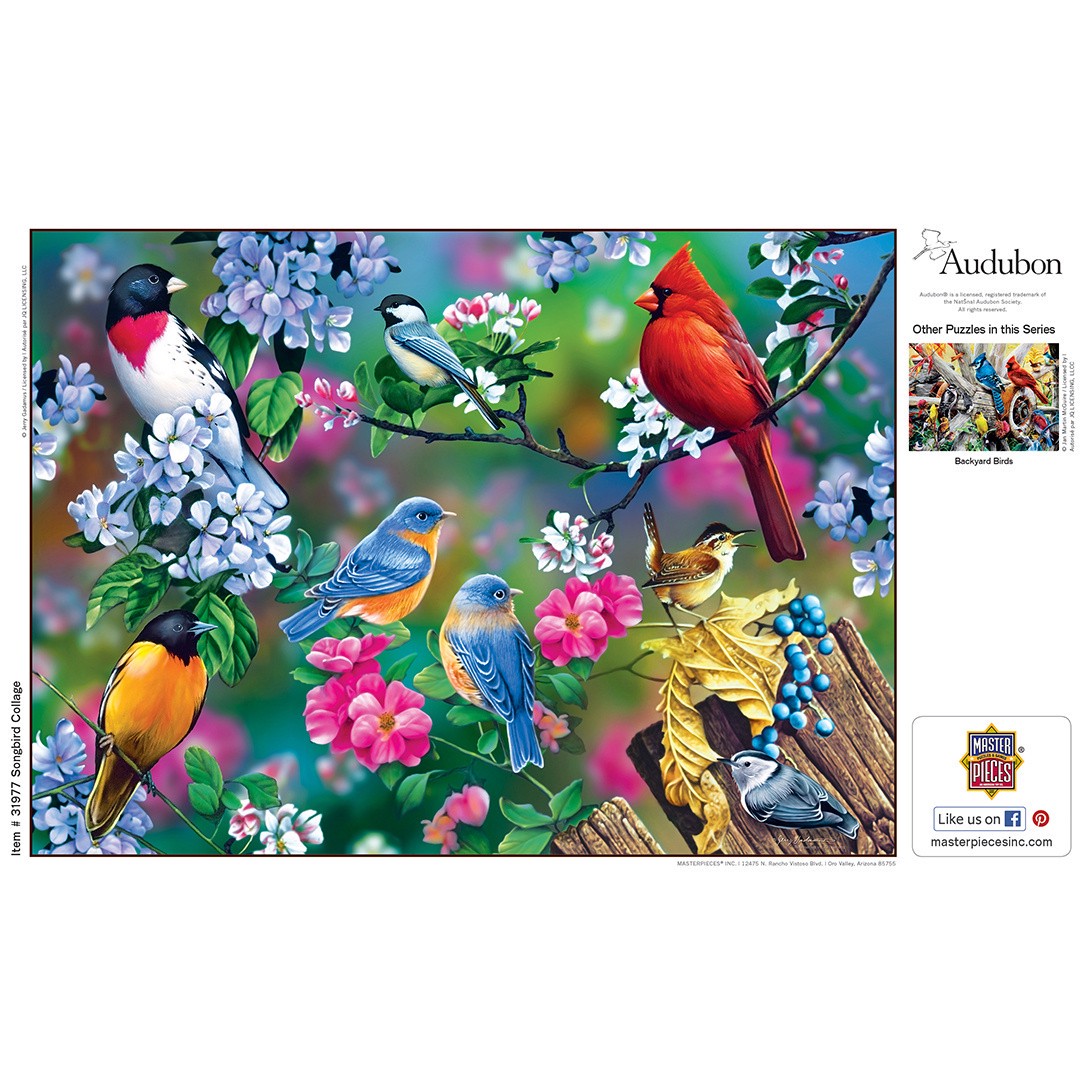 slide 6 of 6, Masterpieces Audubon - Songbird Collage 1000 Piece Puzzle, 1 ct