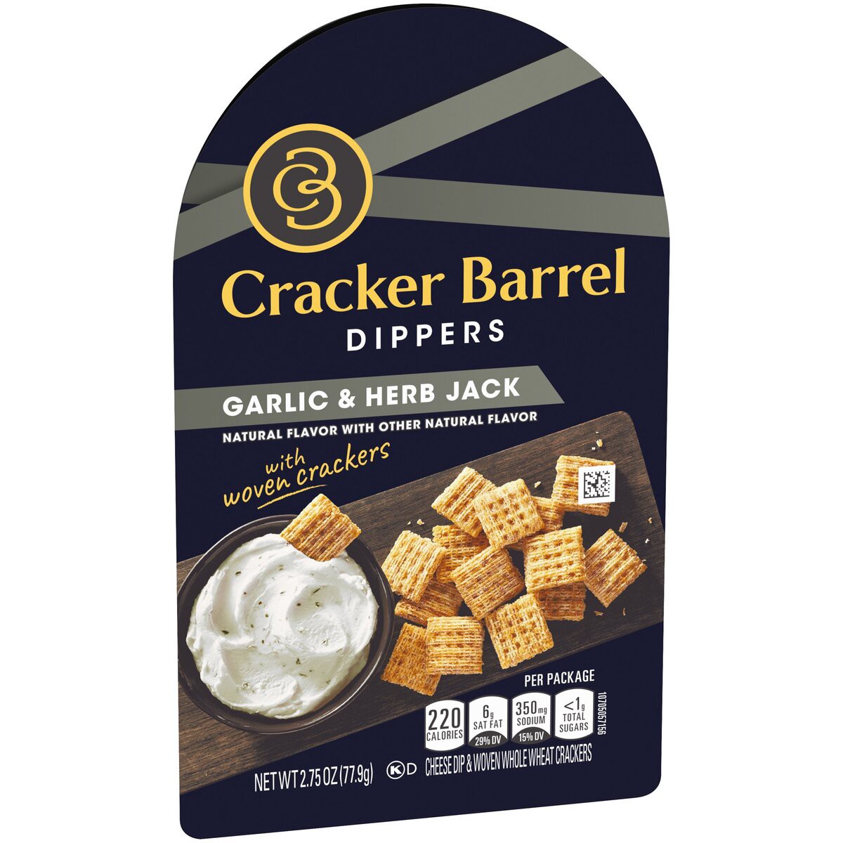 slide 2 of 8, Cracker Barrel Garlic Herb Jack Cheese Dip And Crackers, 2.75 oz