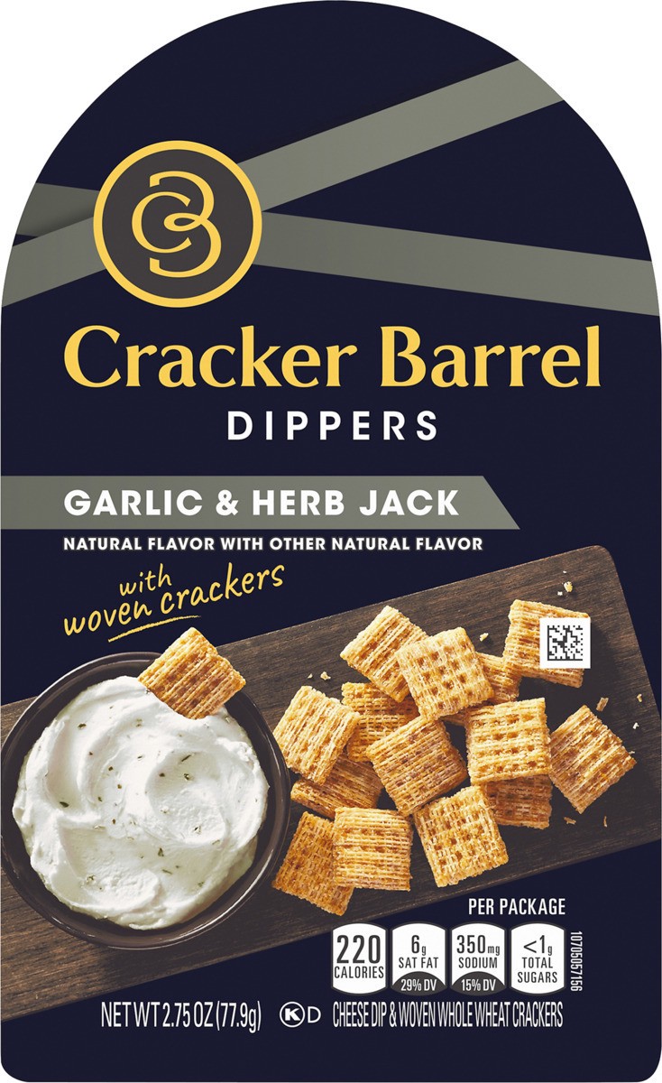 slide 7 of 8, Cracker Barrel Garlic Herb Jack Cheese Dip And Crackers, 2.75 oz