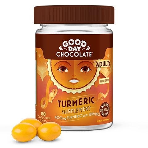 slide 1 of 1, Good Day Chocolate Turmeric Supplement, 80 ct