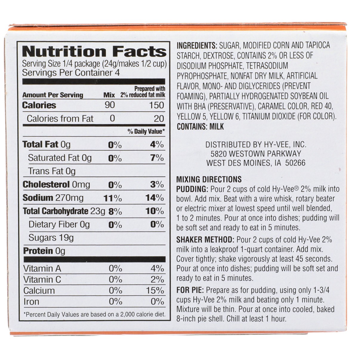 slide 2 of 8, Hy-vee Butterscotch Instant Pudding & Pie Filling, 3.4 oz