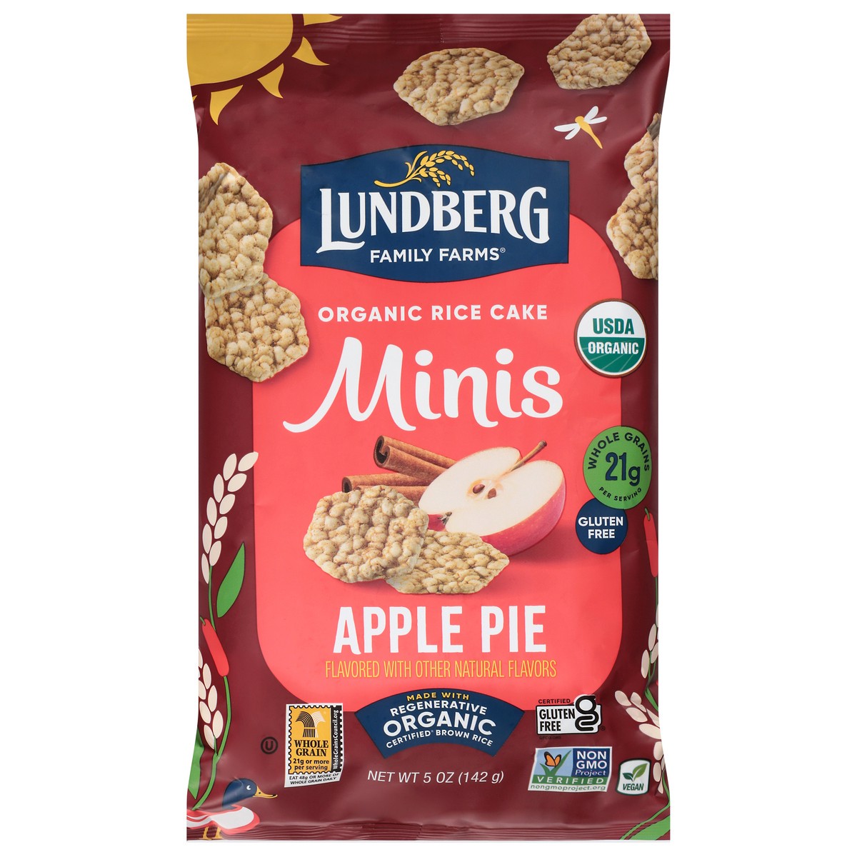 slide 1 of 12, Lundberg Family Farms Organic Apple Pie Rice Cake Minis 5 oz, 5 oz