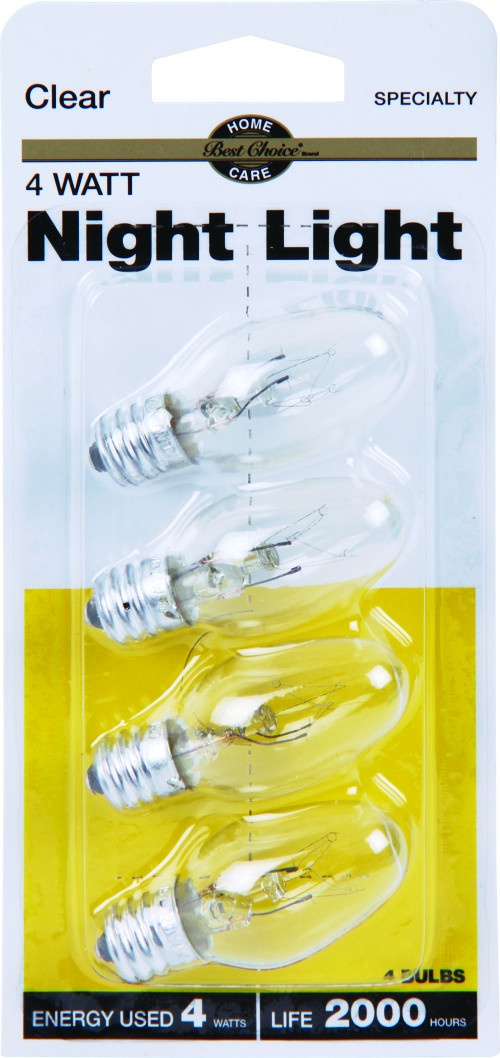 slide 1 of 1, Best Choice 4W Night Light Bulbs - Clear, 4 ct