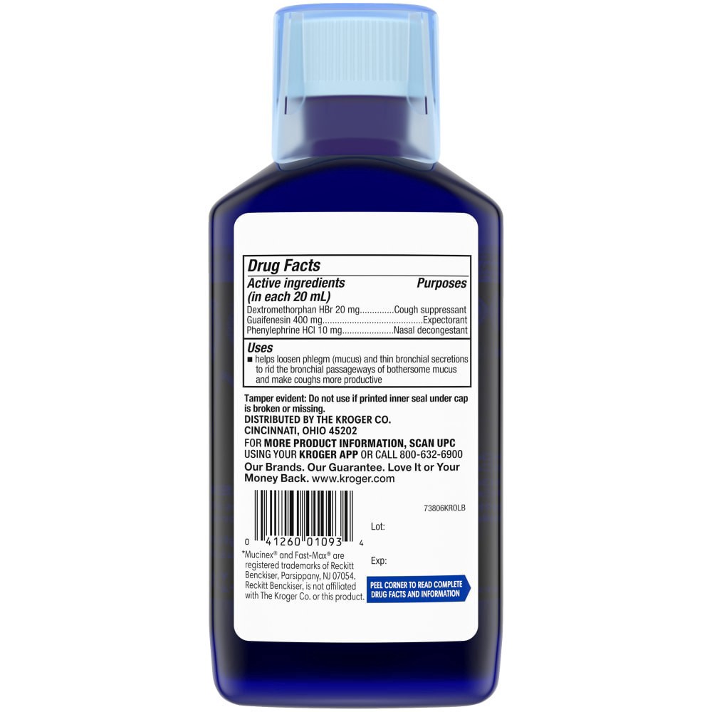 slide 4 of 4, Kroger Maximum Strength Severe Congestion & Cough Fast Mucus Relief Liquid, 6 fl oz