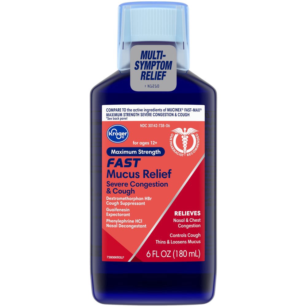 slide 3 of 4, Kroger Maximum Strength Severe Congestion & Cough Fast Mucus Relief Liquid, 6 fl oz