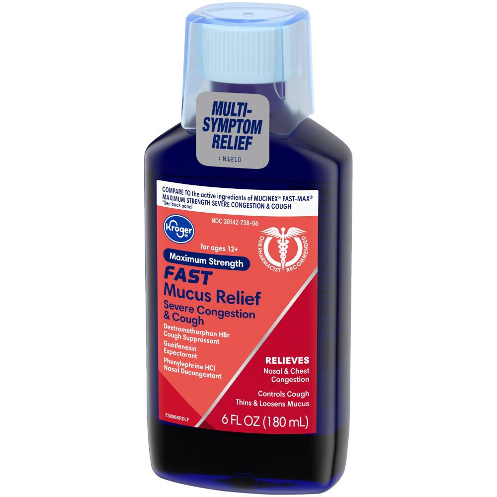 slide 2 of 4, Kroger Maximum Strength Severe Congestion & Cough Fast Mucus Relief Liquid, 6 fl oz