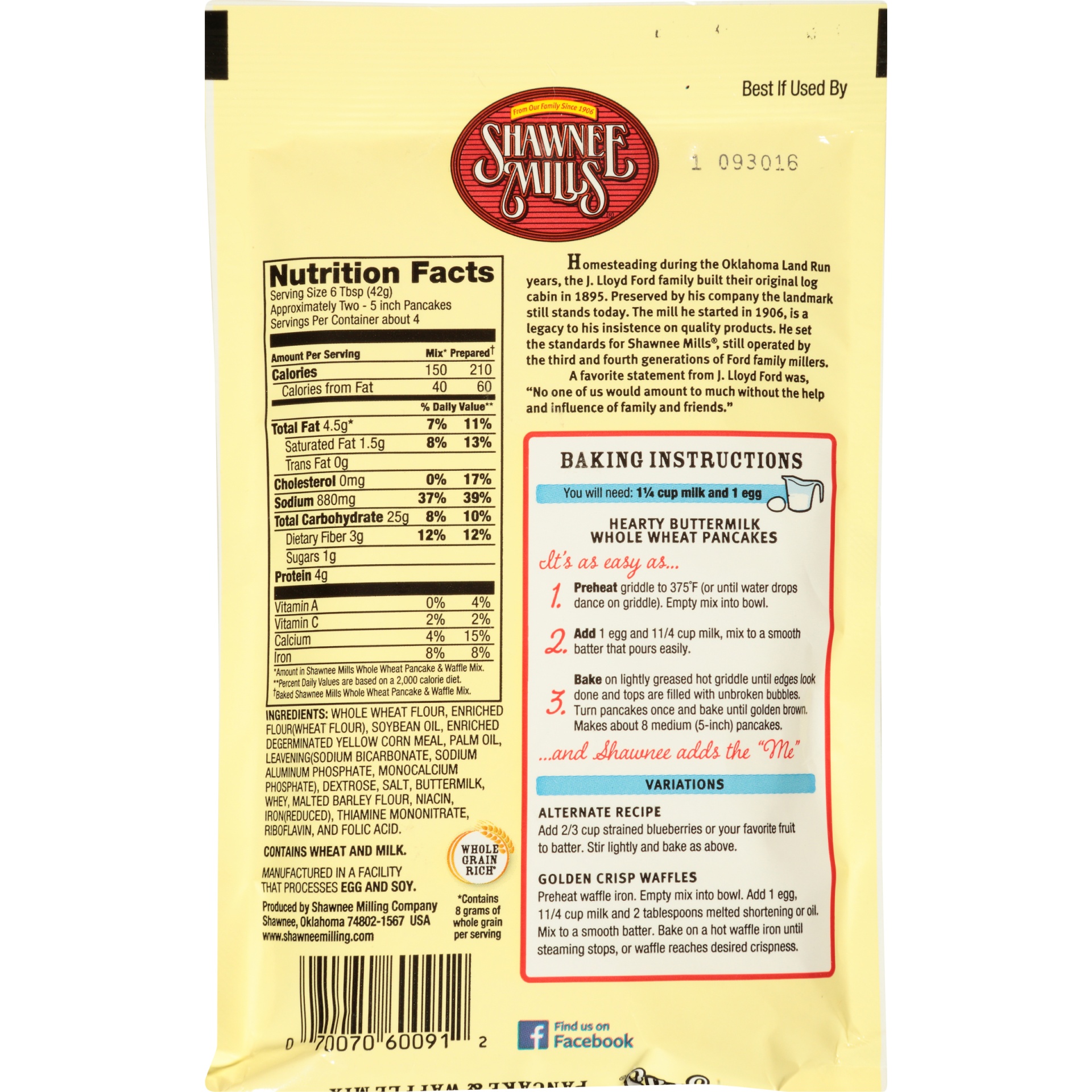 slide 5 of 6, Shawnee Mills Whole Wheat Buttermilk Pancake & Waffle Mix, 6 oz