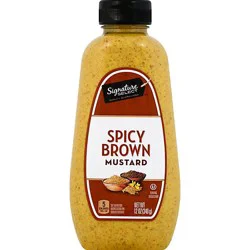 Signature Select Mustard Spicy Brown Bottle - 12 Oz