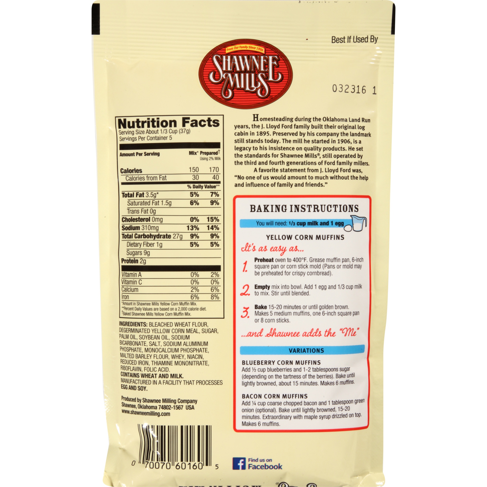 slide 6 of 6, Shawnee Mills Yellow Corn Muffin Mix, 6.5 oz