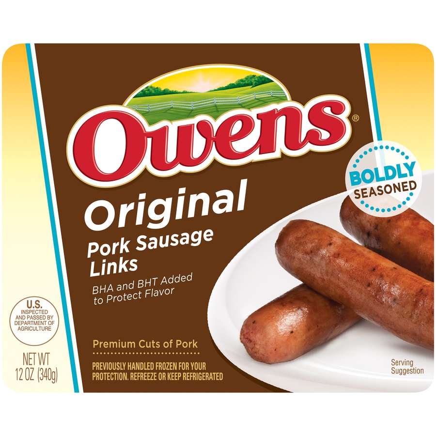 slide 2 of 2, Owens Original Pork Sausage Links, 12 oz