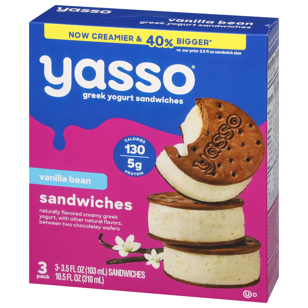 slide 11 of 12, Yasso Greek Yogurt Sandwiches, Vanilla Bean, 3 ct