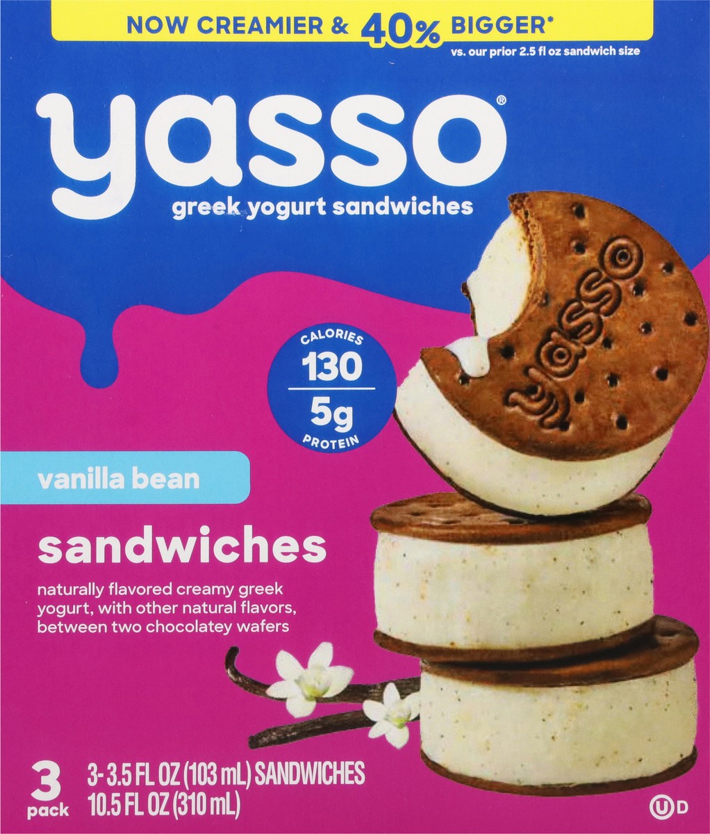 slide 8 of 12, Yasso Greek Yogurt Sandwiches, Vanilla Bean, 3 ct