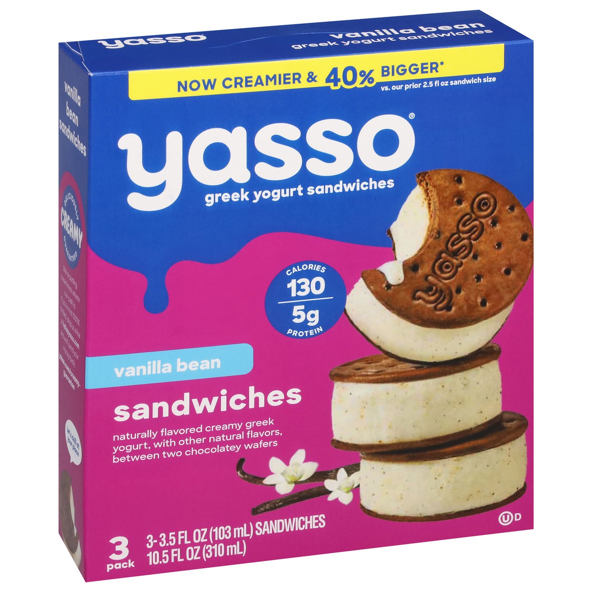 slide 2 of 12, Yasso Greek Yogurt Sandwiches, Vanilla Bean, 3 ct