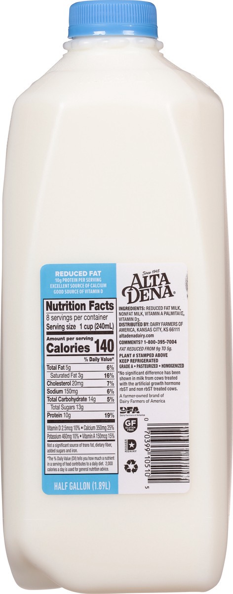 slide 9 of 9, Alta Dena 2% Milk with Vitamin A and Vitamin D, Reduced Fat Milk Half Gallon - 1 Jug, 1/2 gal