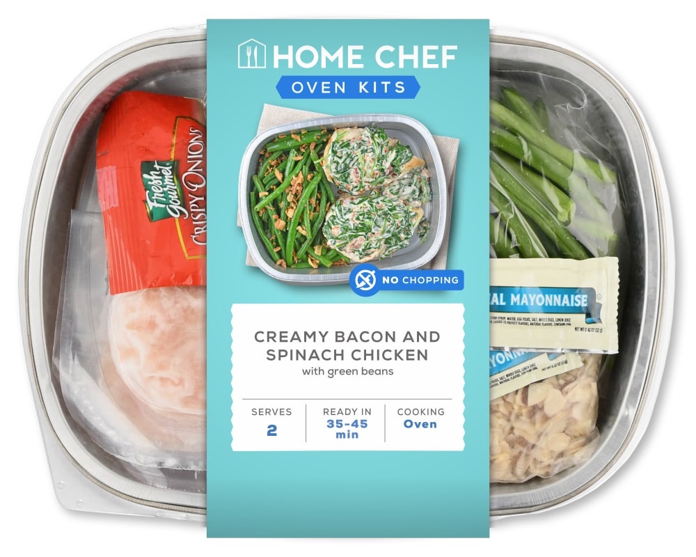 slide 1 of 1, Home Chef Oven Kit Creamy Bacon And Spinach Chicken With Green Beans, 37 oz