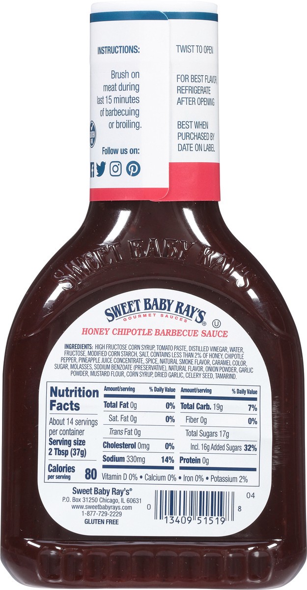 slide 4 of 11, Sweet Baby Rays Sauce Barbecue Honey Chipotle - 18 Oz, 18 oz